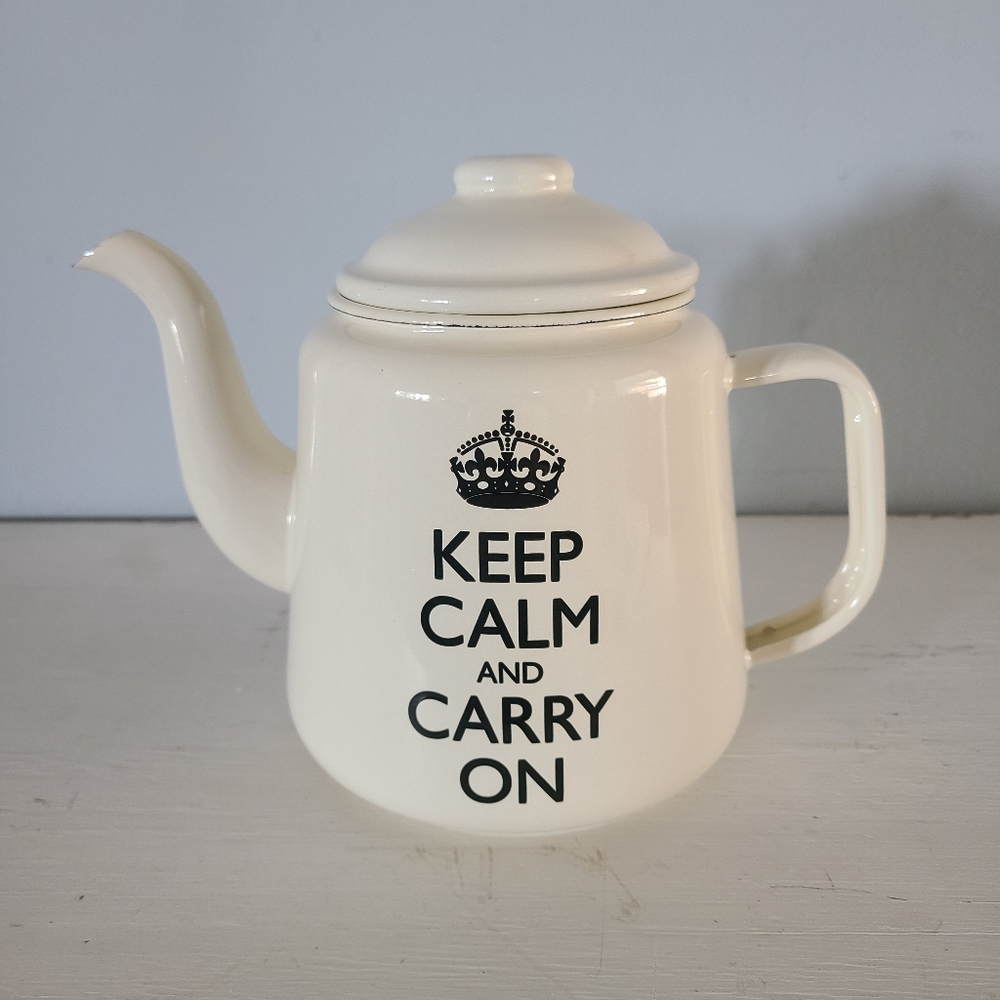 Keep Calm and Carry On Enamel Teapot by Wild and Wolf